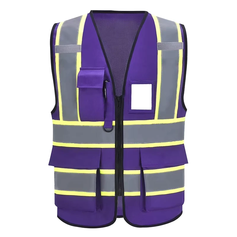 ANSI Class 2 High-Visibility Reflective Safety Vest with Multi-Pockets and Adjustable Fit for Construction