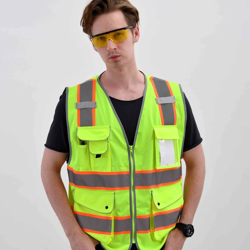 ANSI Class 2 High Visibility Reflective Vest Workwear Construction Custom Safety Vest with Logo