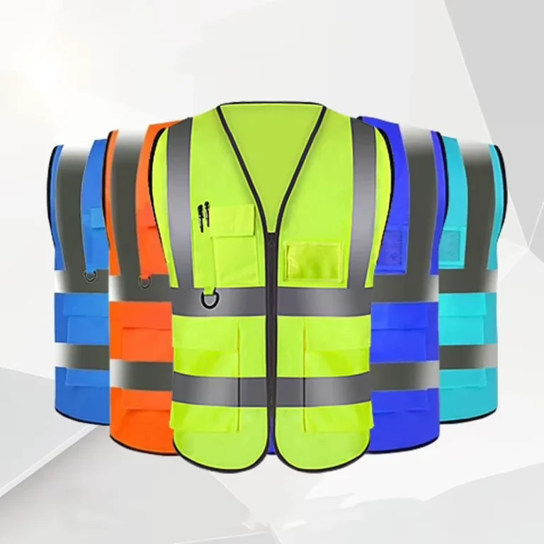 ANSI-Class-2-Road-Traffic-Safety-Vest-Polyester-Multiple-Pockets-Reflective-High-Visibility-Breathable-Washable