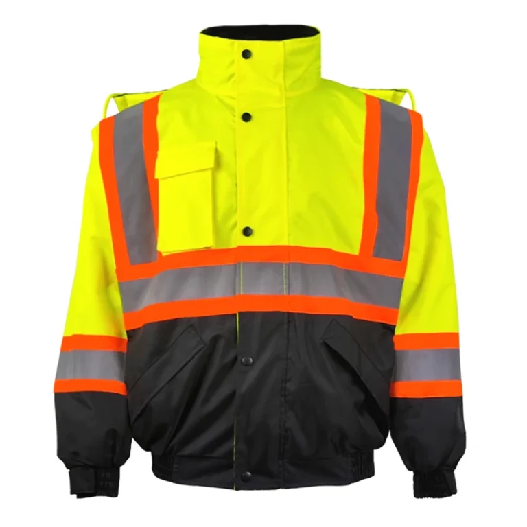 ANSI-Class-2-Waterproof-High-Visibility-Safety-Jacket-Logo-Oxford-Fleece-Winter-Warm-Adjustable-Cuff-Reflective
