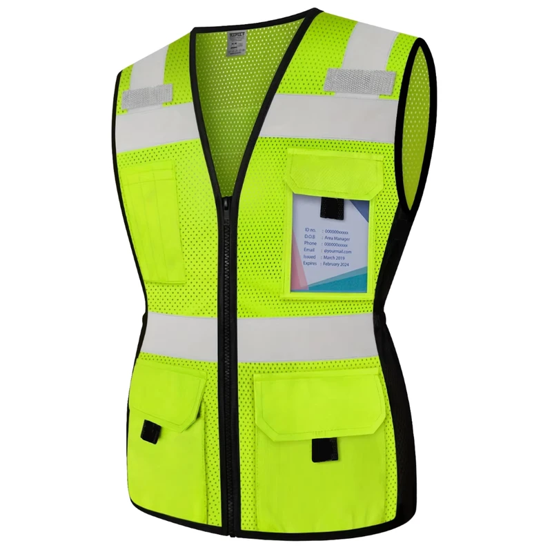ANSI Class 2 Waterproof Polyester Reflective Safety Vest High-Visibility Work Vest for Traffic Construction