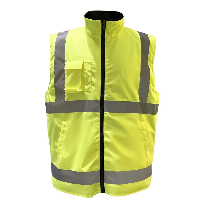 ANSI Class 2 Waterproof Reflective Hiking Sleeveless Jacket with Customized Logo 3M Reflective Hi Vis Working Wear