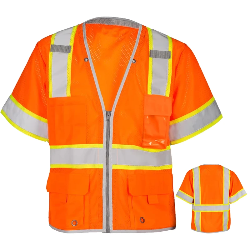 ANSI Class 3 Breathable Mesh Reflective Long-Sleeve High-Visibility Safety Vest