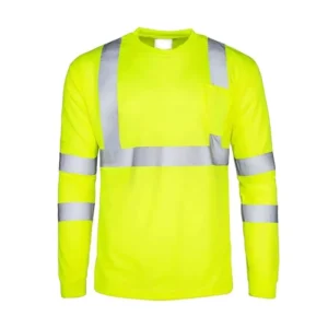 ANSI Class 3 Fluorescent Yellow Construction Engineer Safety Vest Customizable Logo Long Sleeve Hi Vis Shirt Reflective Work