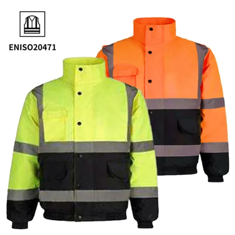 ANSI-Class-3-Hi-Vis-Fleece-Men-Hi-Vis-Oxford-Zipper-Bomber-Worker-Coat-Workwear-High-Visibility-Reflective-Safety-Work-Jacket