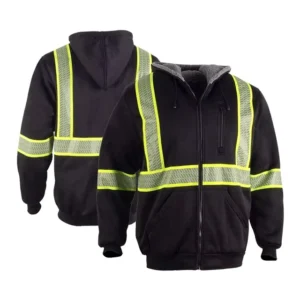 ANSI Class 3 Hi Vis Jackets Thick Reflective Polyester Safety Sweaters with Hood Customizable Logo High Visibility Fleece Hoodie
