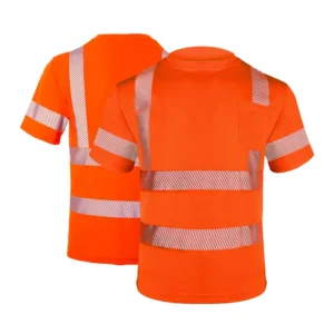 ANSI Class 3 Hi Vis Safety T Shirts Custom Logo Workwear With Bird Eye Fabric High Visibility Polyester Material