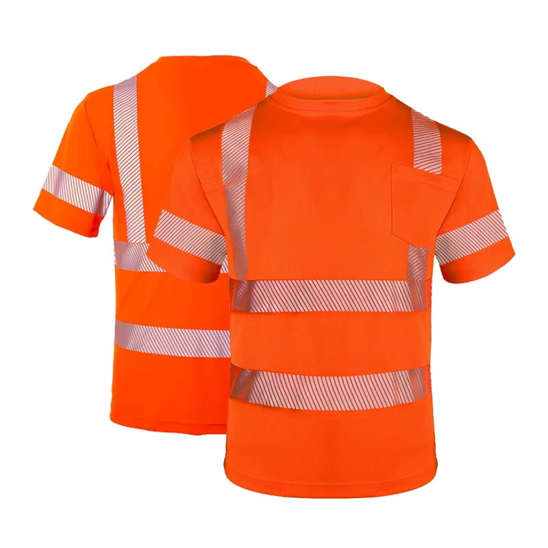 ANSI Class 3 Hi Vis Safety T Shirts Custom Logo Workwear With Bird Eye Fabric High Visibility Polyester Material