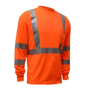 ANSI Class 3 Hi Vis T Shirt Custom Long Sleeve 100% Polyester Birdeye Mesh Safety Reflective Construction T shirt