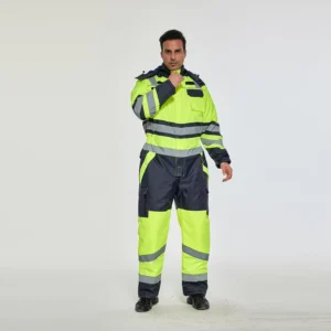 ANSI Class 3 Hi Vis Yellow Reflective Coverall Safety Workwear with 3M Reflective Strips for Industrial Engineering