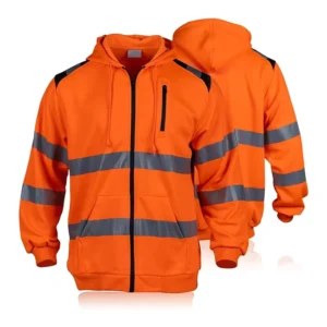 ANSI Class 3 Reflective Fleece Thermal Hoodie Detachable Hi Vis Safety Sweatshirt with Customizable Logo Polyester Material