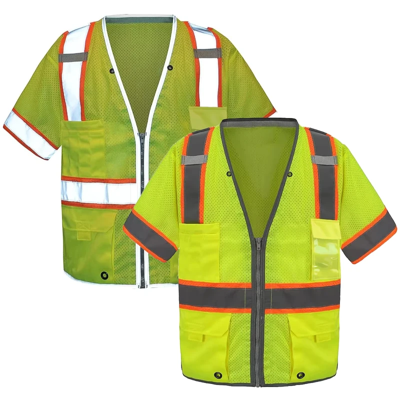 ANSI Class 3 Reflective Safety Clothing Hole Long Sleeved Construction Jacket High Visibility Strip Work Security Safety Vest
