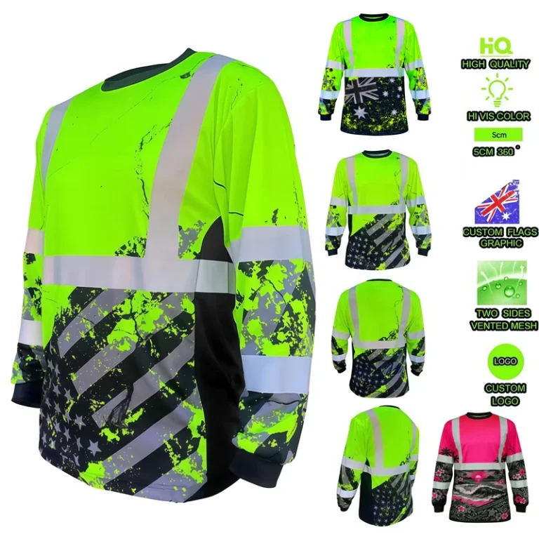 ANSI-Class-3-Sweatshirt-Fluorescent-UV-Protection-High-Visibility-Tshirt-Vented-Long-Sleeves-Hi-Vis-Workwear-Safety-T-Shirts