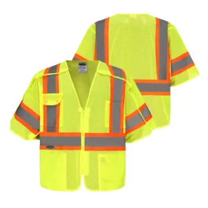 ANSI Class 3 Waterproof Polyester Hi Vis Safety Vest with 5cm Reflective Tape and Zipper Closure