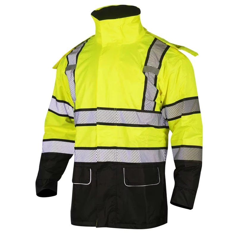 ANSI Class 3 Winter Waterproof High Visibility Fleece Lined ANSI ISEA 107 Certified Oxford Polyester 5cm Reflective Safety