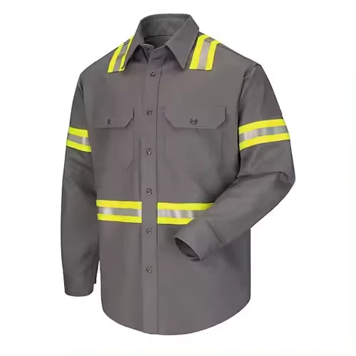 ANSI High Visibility Flame-Resistant Long Sleeve Reflective Safety Work Shirt for Welding
