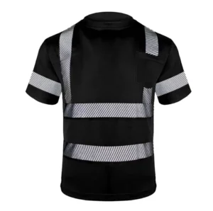 ANSI ISEA 107 Customized Logo Breathable Black High Visibility Quick Drying Reflective Safety T Shirts in Stock