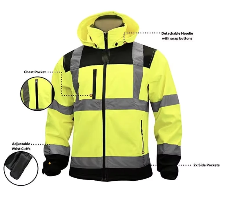 ANSI Water Resistant Lightweight Hi Vis Softshell Reflective Winter Jacket