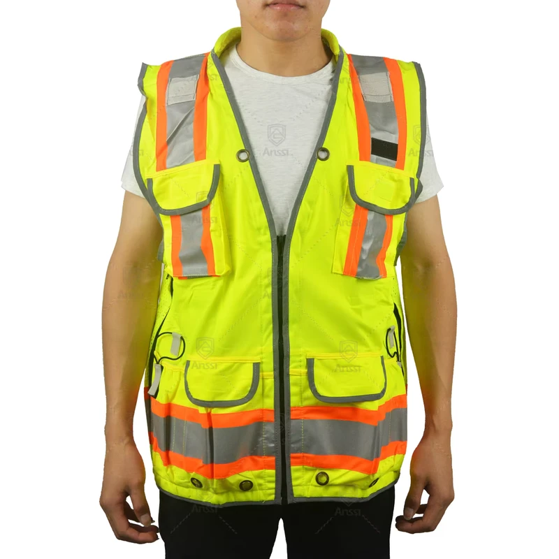 ANSSI ANSI Class 2 High Visibility Reflective Safety Vest for Road & Construction Work Customized Logo Yellow EN20471 Standard