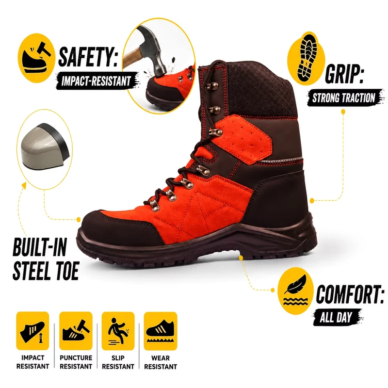 AOXIANG Steel Toe Safety Shoes Work Unisex Anti static Anti slip Comfort Breathable Mesh Lining Workshop Factory Use Winter