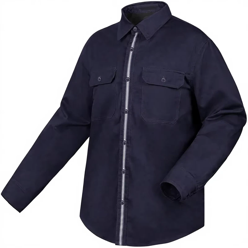 ARCCAPTAIN FR Imported Welding Shirts 9.5oz Flame Resistant 100% Cotton Welding Shirts with Reflective Strips Vented Mesh Back