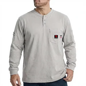 ARCCAPTAIN L Size FR Shirts Men 8oz 100% Cotton Fire Resistant Henley Shirt Welding Work Long Sleeve Clothing Machine