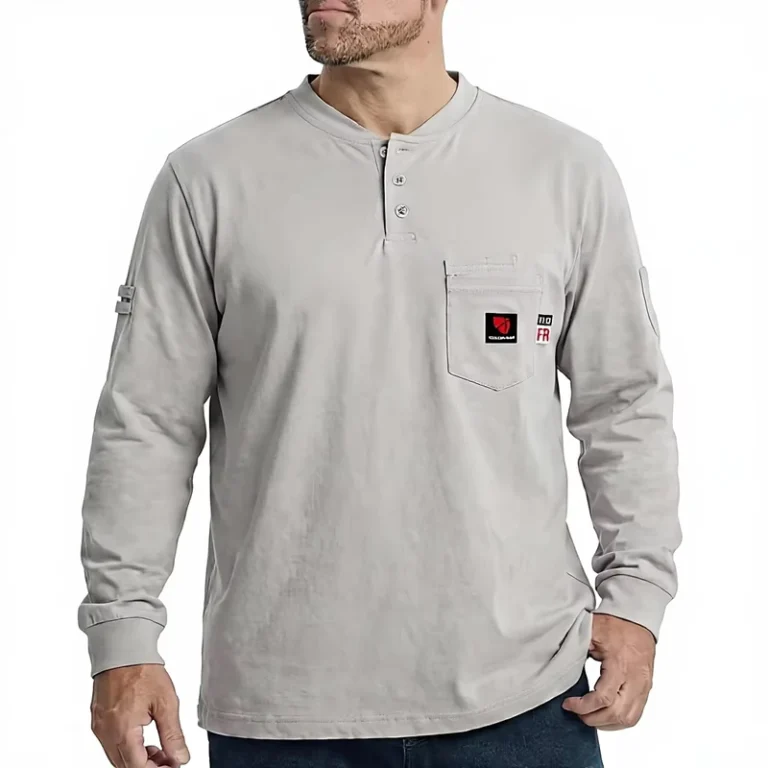 ARCCAPTAIN-L-Size-FR-Shirts-Men-8oz-100-Cotton-Fire-Resistant-Henley-Shirt-Welding-Work-Long-Sleeve-Clothing-Machine