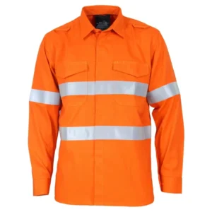 AS NZS1906 Anti UV Cool Lightweight Orange Uniform Hi Vis Drill Workwear Utility Shirt