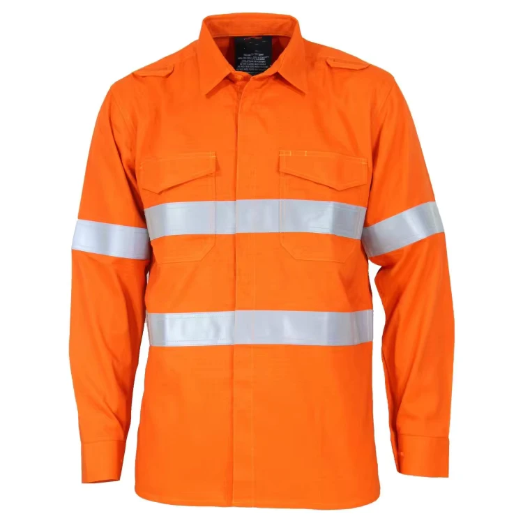 AS NZS1906 Anti UV Cool Lightweight Orange Uniform Hi Vis Drill Workwear Utility Shirt
