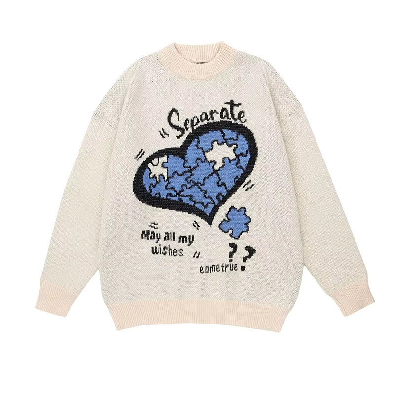 Accepted Customized Logo Fashion Casual Crew Neck Pullover Oversized Solid Knit Men's Autumn Sweater