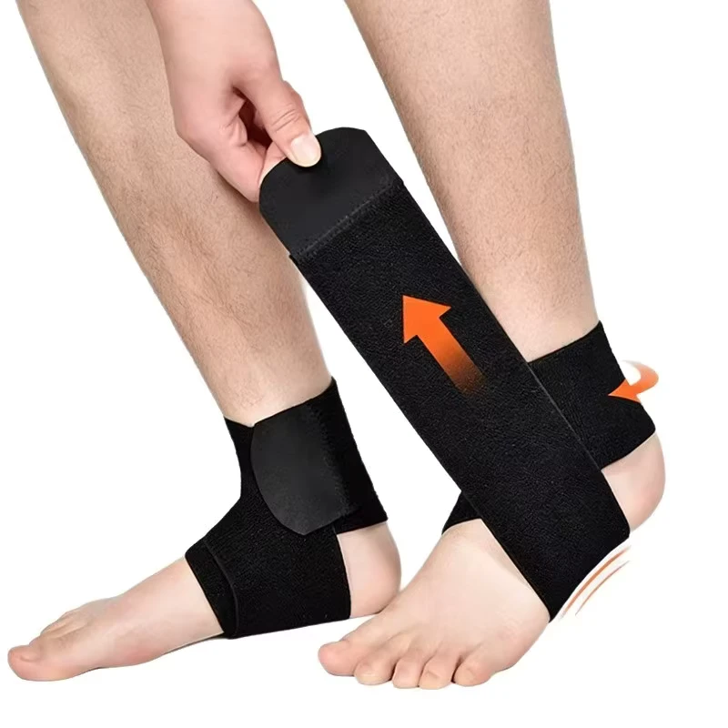 Adjustable Ankle Sleeve Brace with Compression Straps for Sports and Sprains