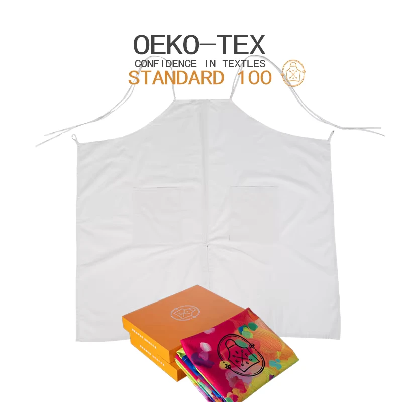Adjustable Buckle White Cotton Kitchen Apron Custom Logo Dishwasher Florist Garden Work Apron