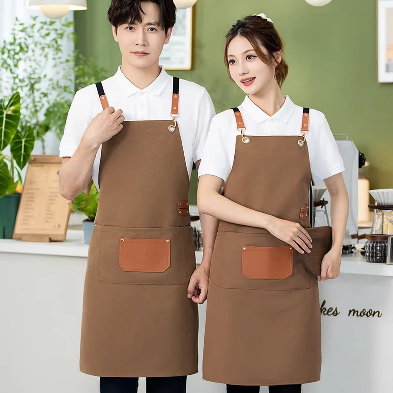 Adjustable Cross Back Artist Nail Tech Sleeveless Apron Durable Reusable Polyester Spacious Front Pockets Stylish Fashionable