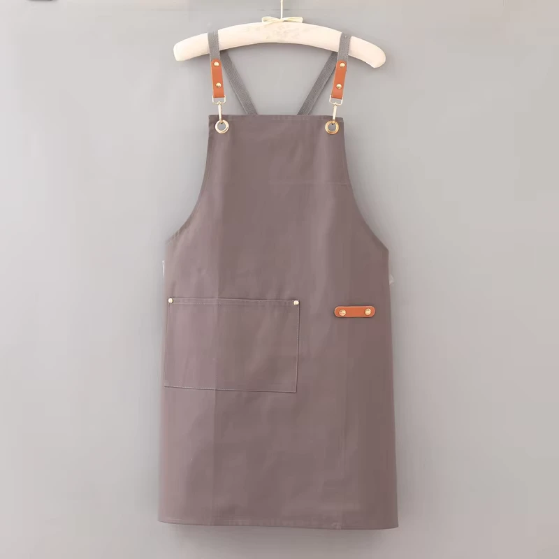 Adjustable Cross-Back Black Cotton Apron for Florist, Garden, Restaurant, and Bar Uniforms