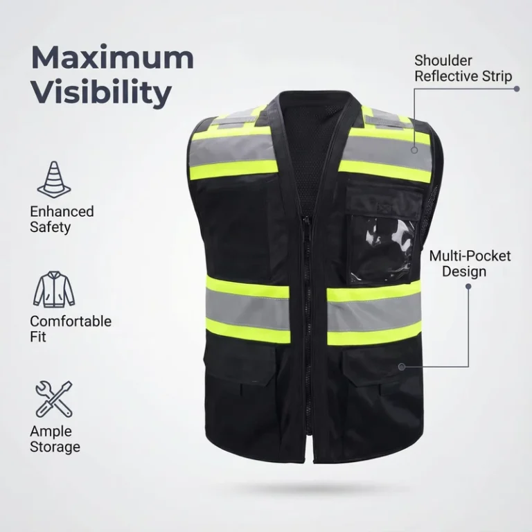 Adjustable-Hi-Vis-Night-Security-Multi-Pocket-Reflective-Safety-Vest
