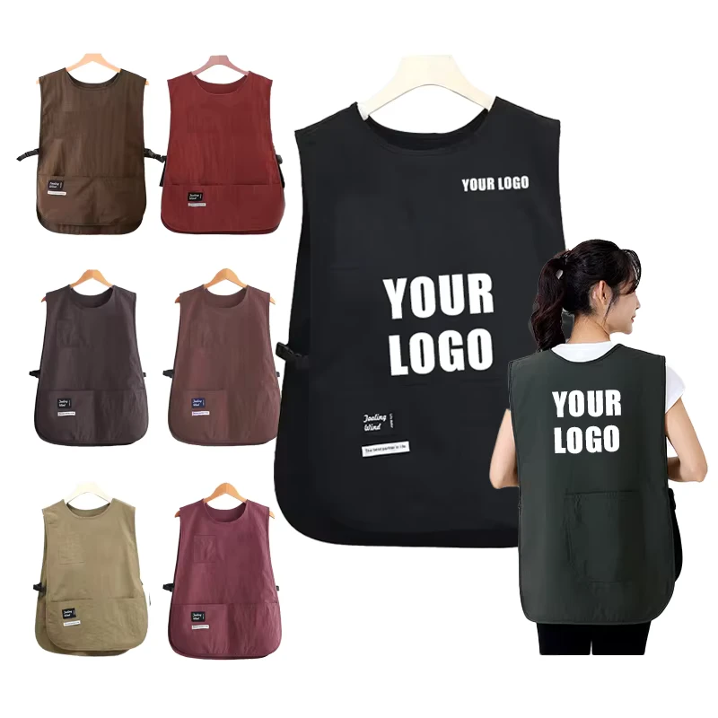 Adjustable Vest Apron Kitchen Splash-Proof Catering Work Clothes Barista Waistcoat Unisex with Custom Logo