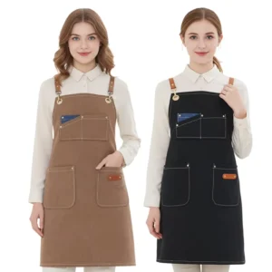 Adjustable Women’s Canvas Sleeveless Cooking Apron with Custom Logo Reusable Kitchen & Restaurant Uniform for Cleaning Use