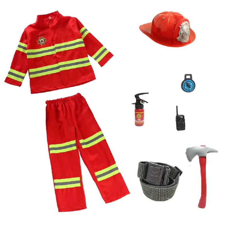 Adult Unisex Polyester Firefighter Anime Costume Pants Kit
