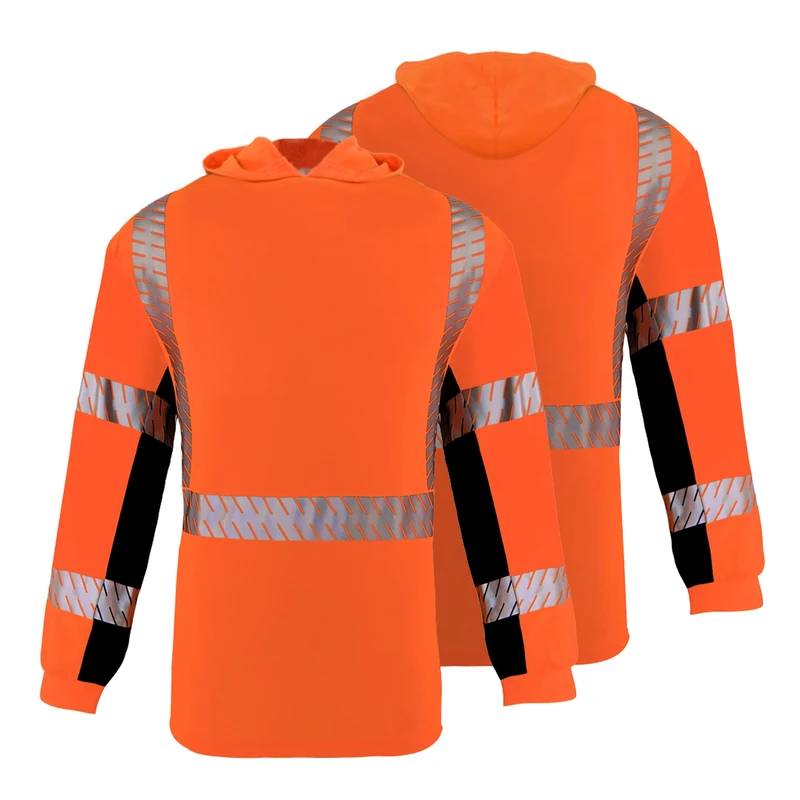 Affordable Low Price Reflective Silver Reflective Strips Hooded Style Long Sleeves Safety T Shirts