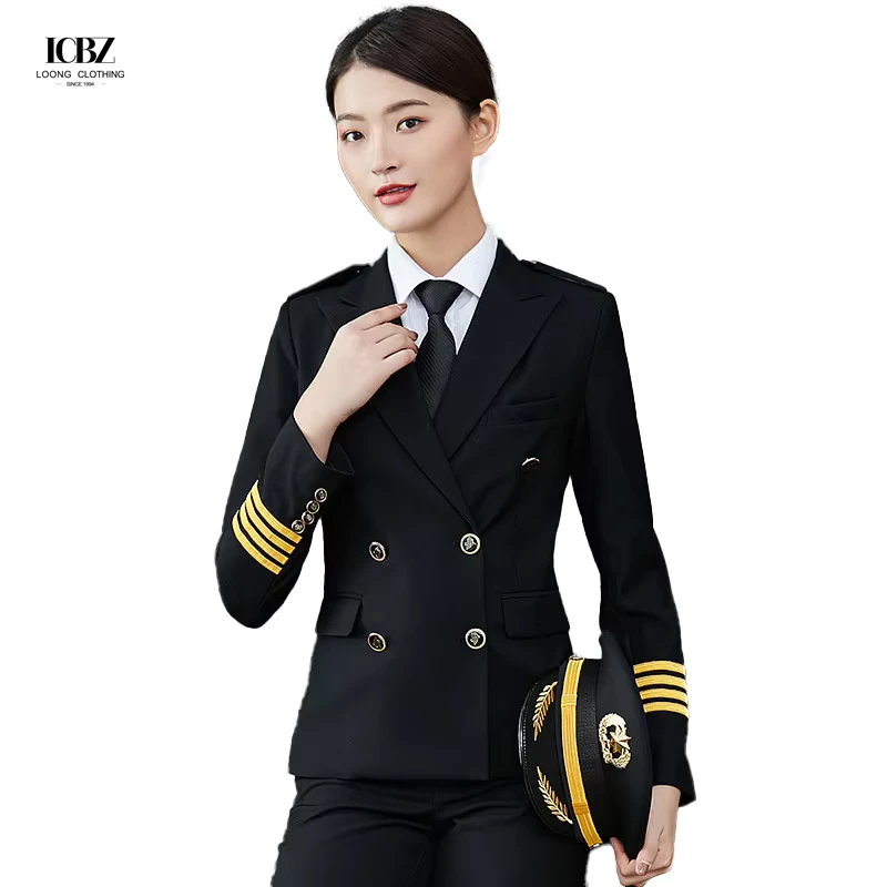 Airline Pilot Uniform 100% Polyester Custom Color and Logo Unisex