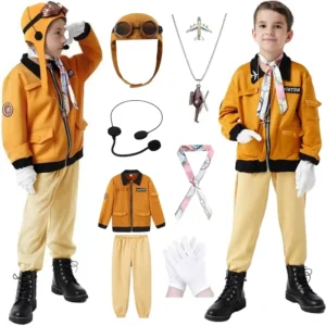 Akokvlar 9 Pcs Kids Pilot Aviator Echo Costume for Children