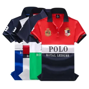 America Plus Size Lapel Casual Golf T Shirts 100% Cotton Color Combination Sport Short Sleeve Embroidered Men’s Polo