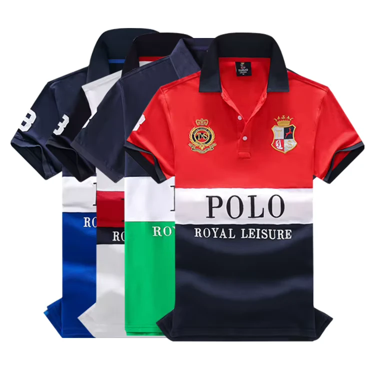 America-Plus-Size-Lapel-Casual-Golf-T-Shirts-100-Cotton-Color-Combination-Sport-Short-Sleeve-Embroidered-Mens-Polo