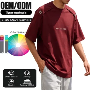 American Retro Deconstructed Pure Cotton T Shirt for Men Source Factory OEM Customization