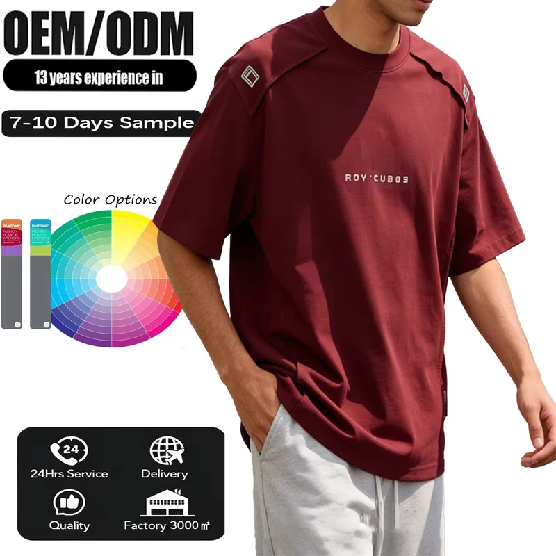 American Retro Deconstructed Pure Cotton T Shirt for Men Source Factory OEM Customization