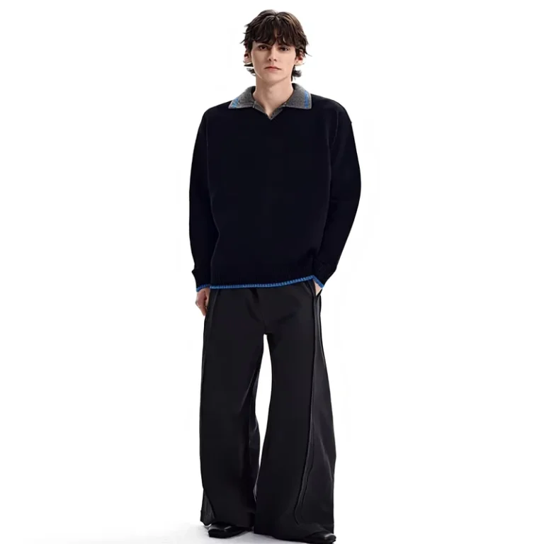 American-Retro-Preppy-Style-Lapel-Sweater-for-Men-Color-Blocking-Two-Piece-Knitwear