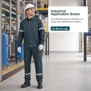 Anti Acid Alkali Resistant Workwear Set with Reflective Tape Chemical Resistant Industrial Jacket and Trousers
