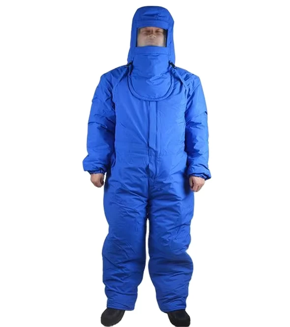 Anti Cold Low Temperature Work Blue Waterproof Nylon Cotton Fabric Cryo Suits