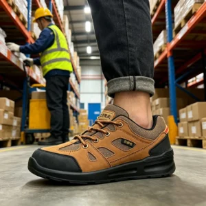 Anti Static Anti Slip Safety Shoes Steel Toe Nubuck Mesh Slip Resistant Cushioned Construction