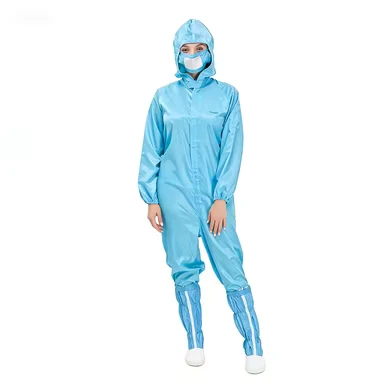 Anti-Static Dust-Free Blue White Polyester Work Coverall Lint Cloths Custom Size Fire Retardant High Tenacity Embossed Unisex
